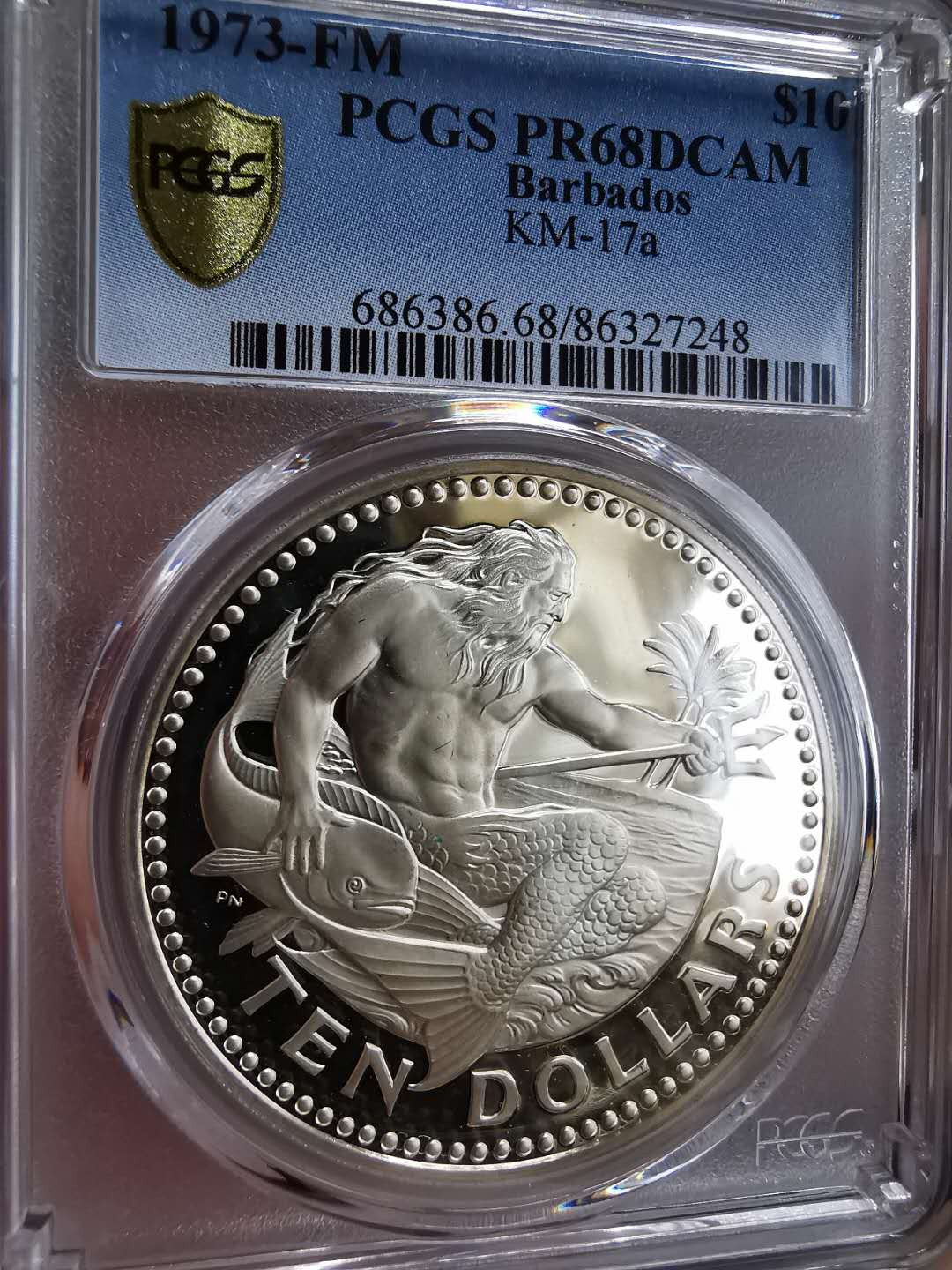 凡希社世界钱币微拍第一百十八期 1973巴巴多斯海神大银PCGS-PF68DCAM