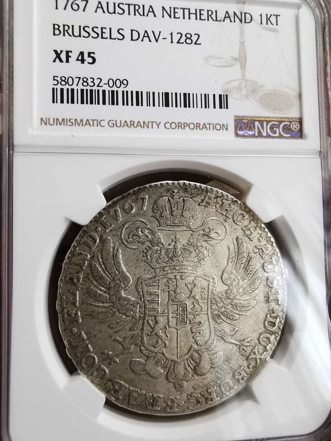 凡希社世界钱币微拍第一百十八期 1767奥属尼德兰泰勒大银NGC-XF45