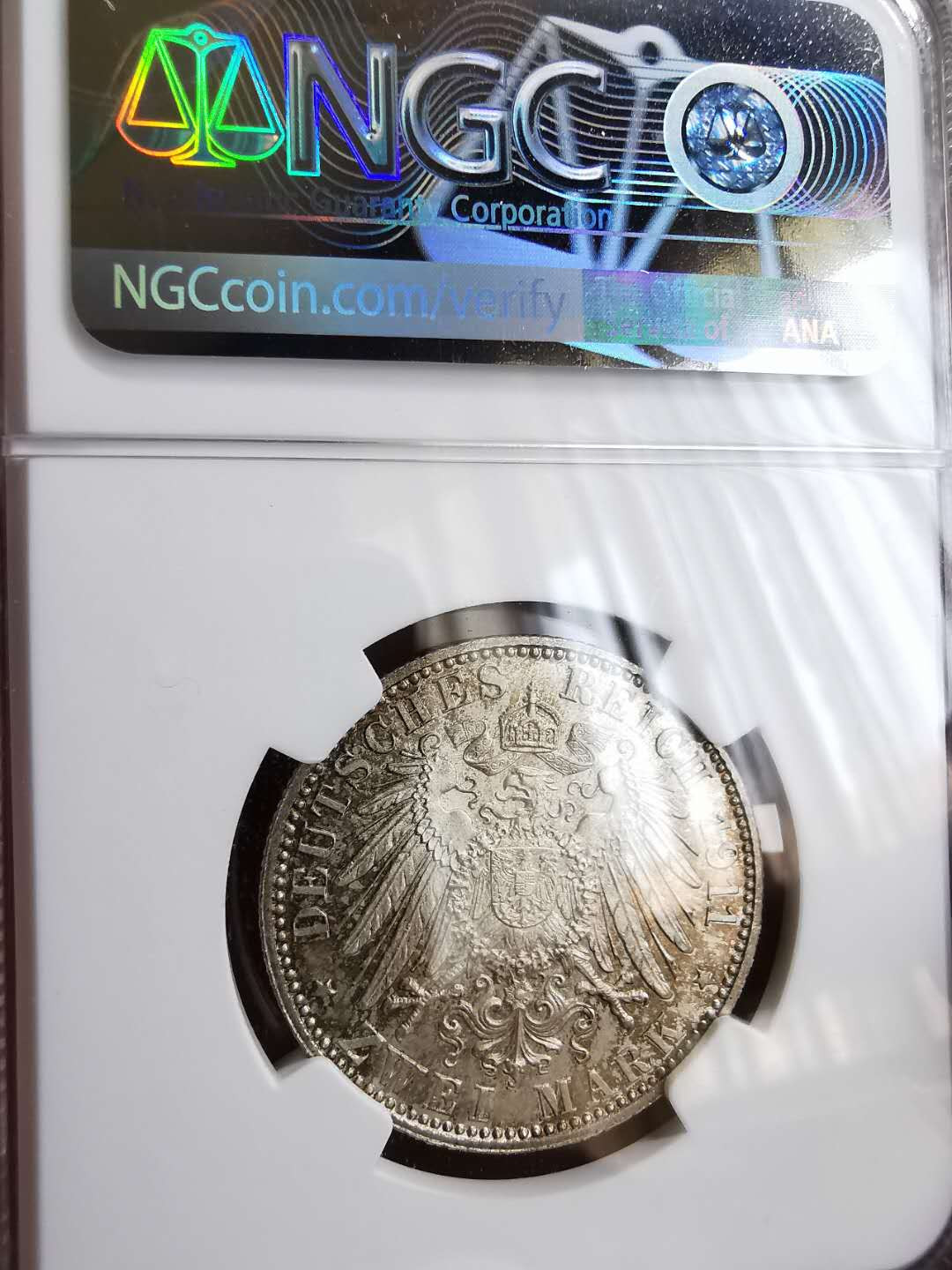 凡希社世界钱币微拍第一百十八期 1911巴伐利亚大寿2马克NGC-MS66顶级品！