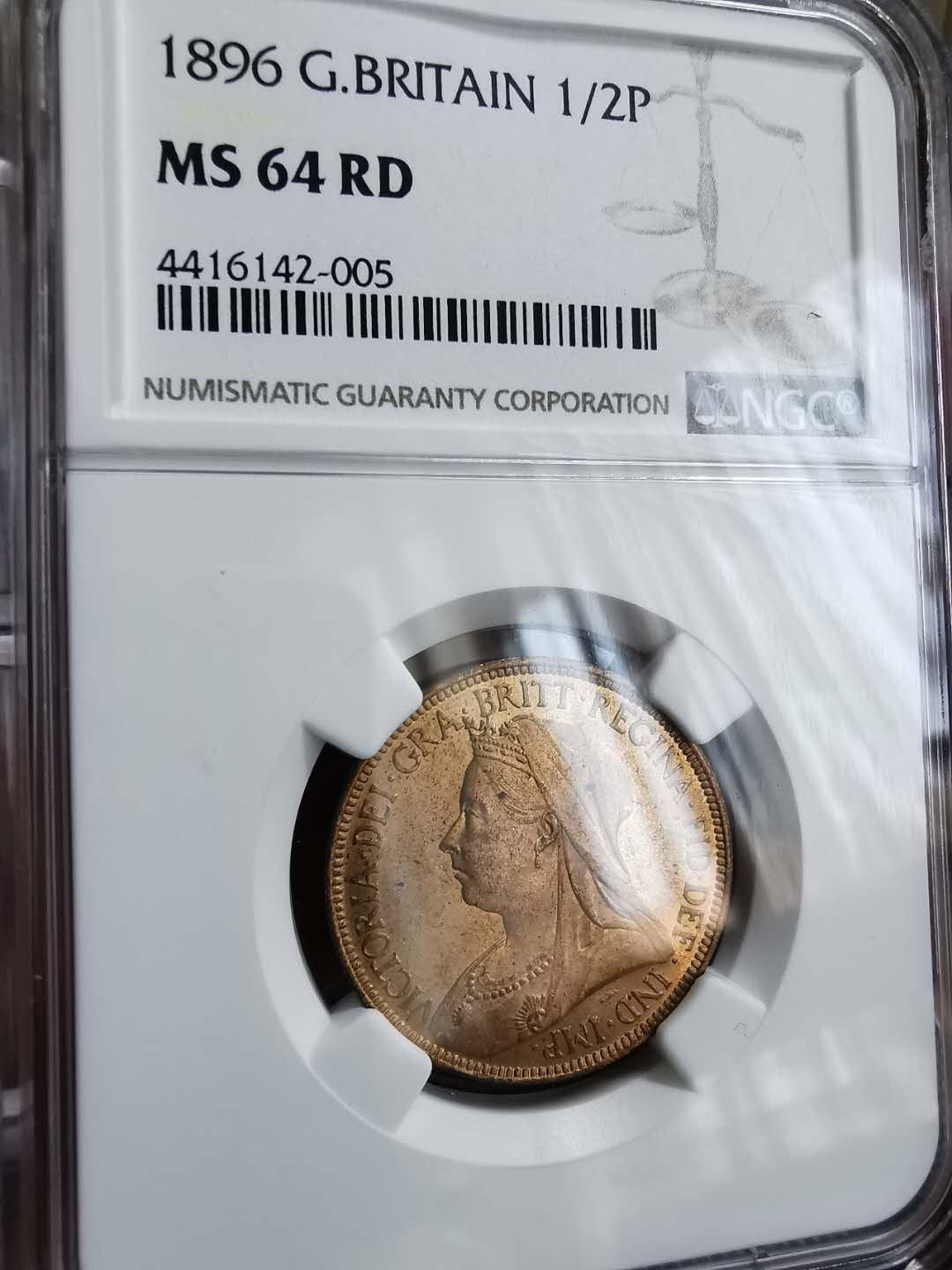 凡希社世界钱币微拍第一百十八期 1896英国1/2便士NGC-MS64