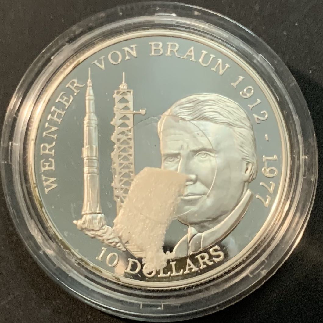 紫瑗钱币—微拍第59期  纽埃 1992年 冯·布劳恩 10元 31.04克 0.925银 精制