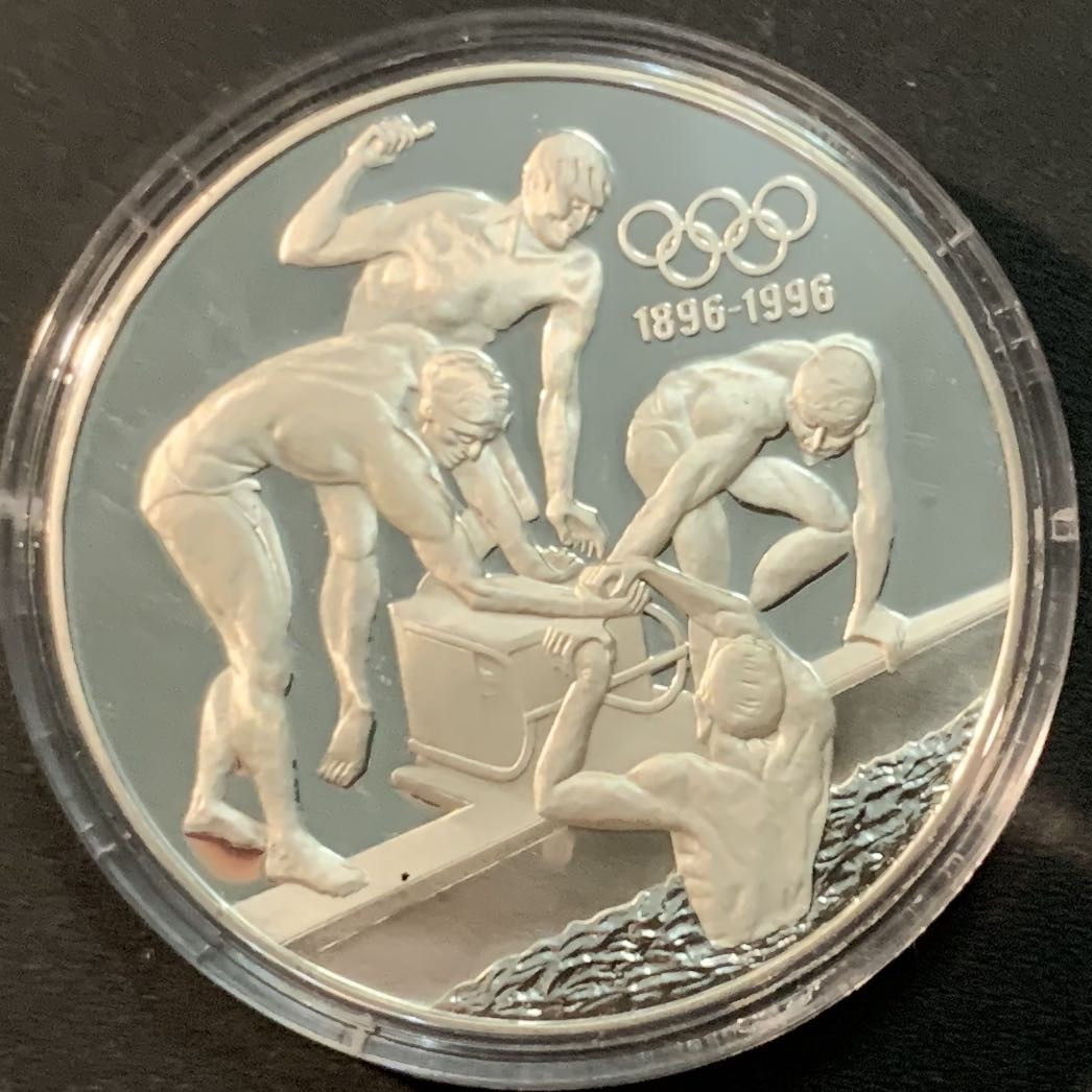 紫瑗钱币—微拍第56期  澳大利亚 1993年 奥运百年 游泳 20元 33.62克 0.925银 精制