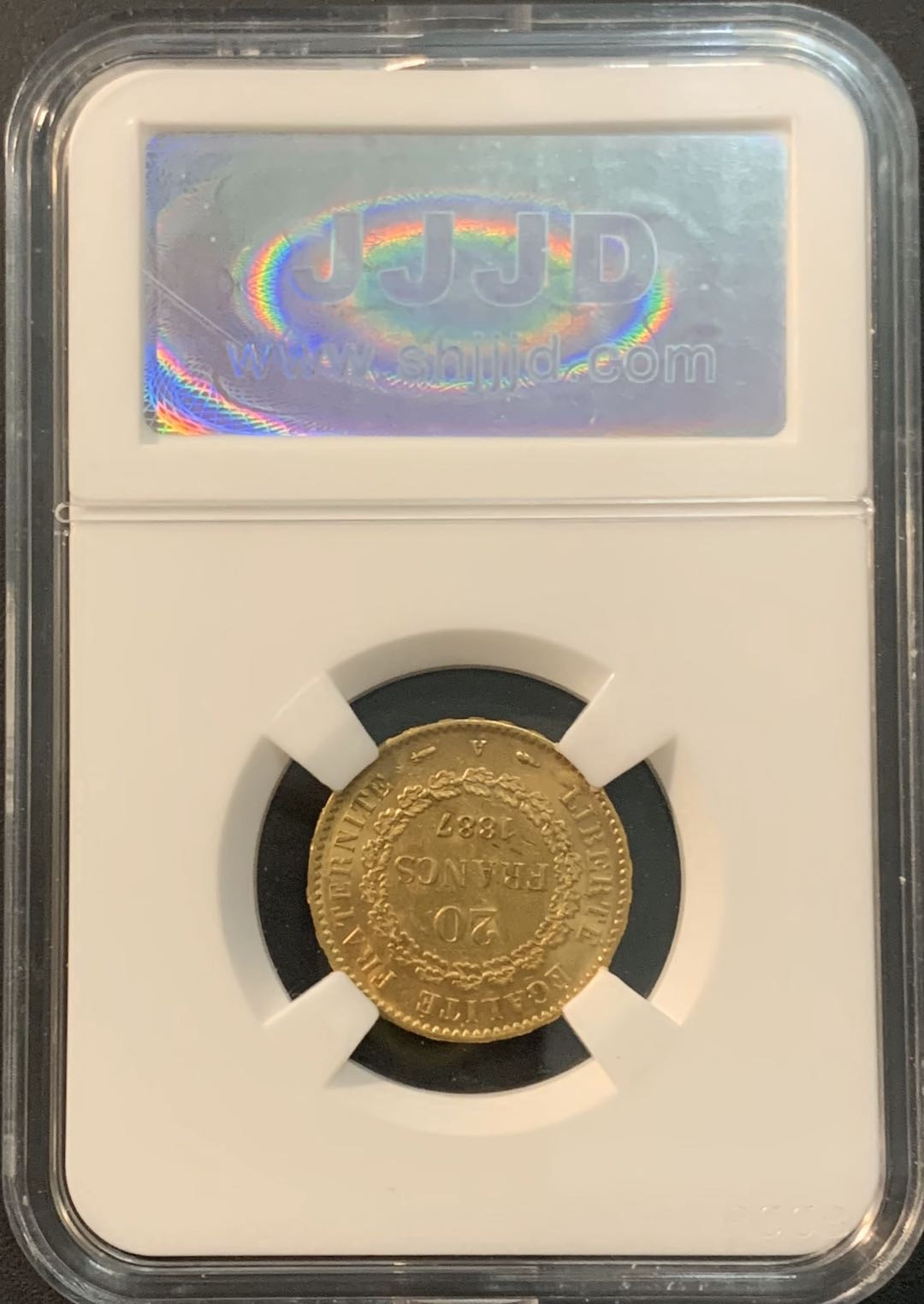 紫瑗钱币—微拍第56期  法国 1887年 天使 20法郎 6.45克 0.9金 杰嘉评级 MS62