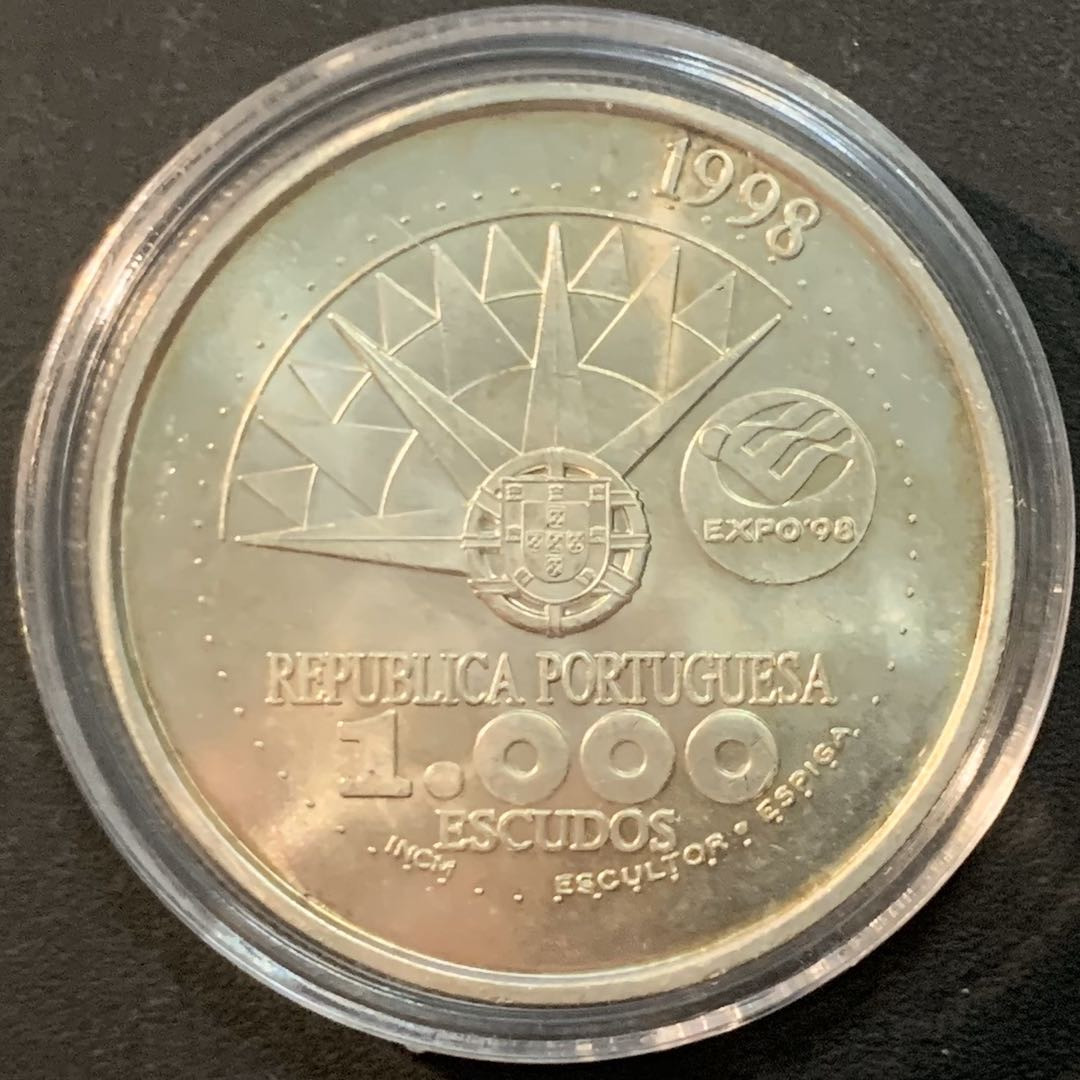 紫瑗钱币—微拍第56期  葡萄牙 1998年 世界海洋博览会 1000埃斯库多 27克 0.5银