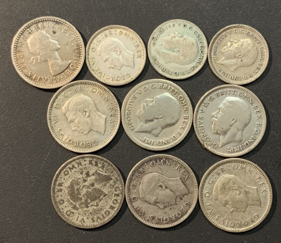 紫瑗钱币—微拍第56期  英国 早期 小银币 10枚一组 共23.5克