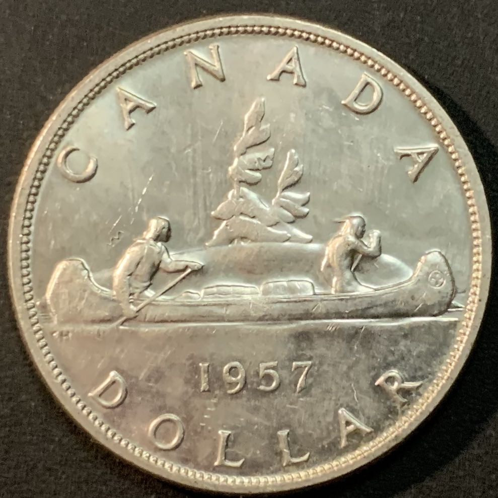 紫瑗钱币—微拍第56期  加拿大 1957年 伊丽莎白二世 1元 23.4克 0.8银