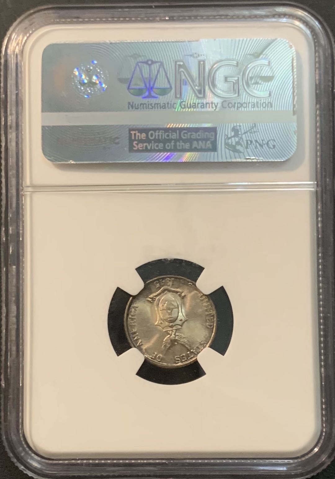 紫瑗钱币—微拍第56期  美属菲律宾 1945年 10分 NGC MS64 彩色包浆