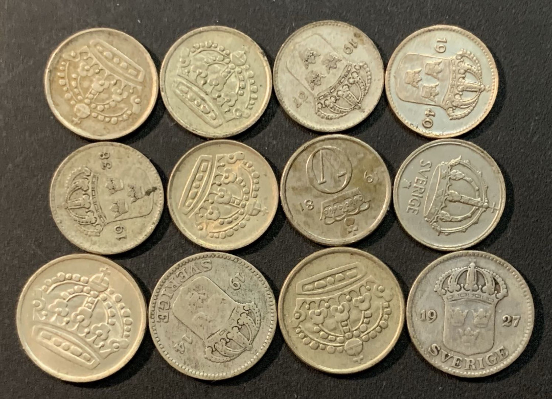 紫瑗钱币—微拍第56期  瑞典 早期 小银币 12枚一组 共20.8克