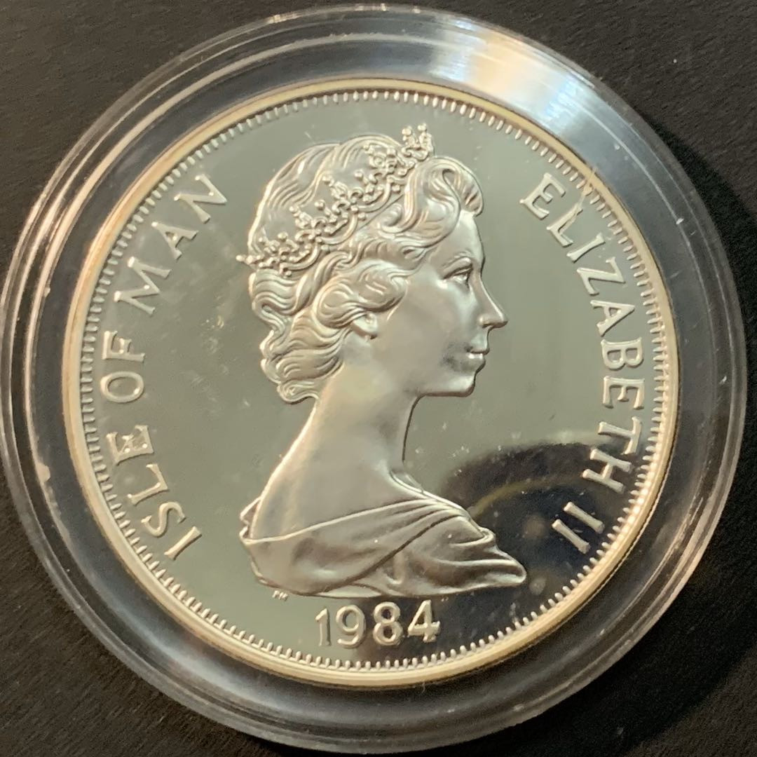 紫瑗钱币—微拍第59期  马恩岛 1984年 萨拉热窝冬季奥运会  1克朗 28.28克 0.925银 精制