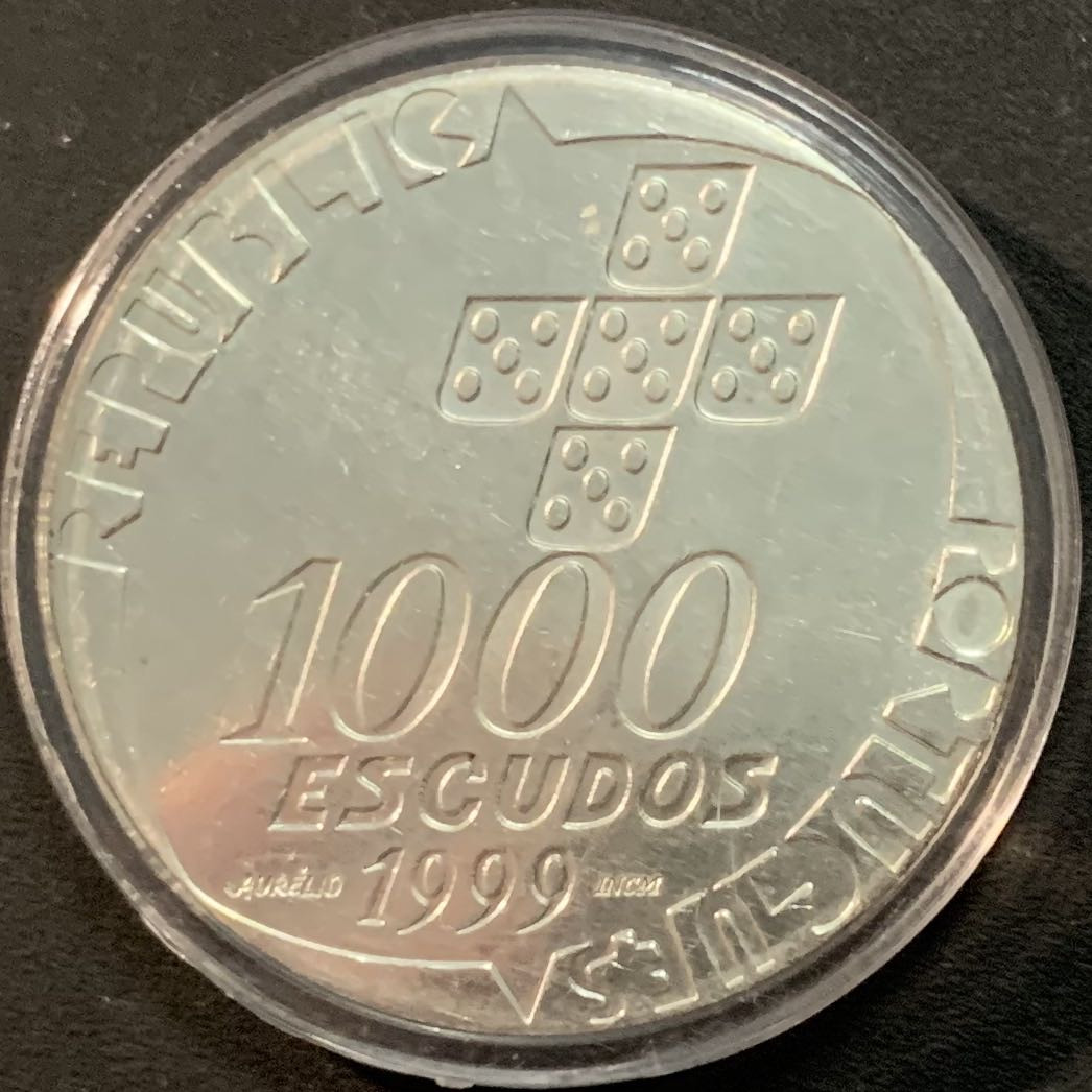 紫瑗钱币—微拍第56期  葡萄牙 1999年 共和国革命25周年  1000埃斯库多 27克 0.5银