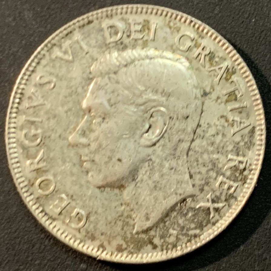 紫瑗钱币—微拍第56期  加拿大 1951年 乔治六世 50分 11.67克 0.8银