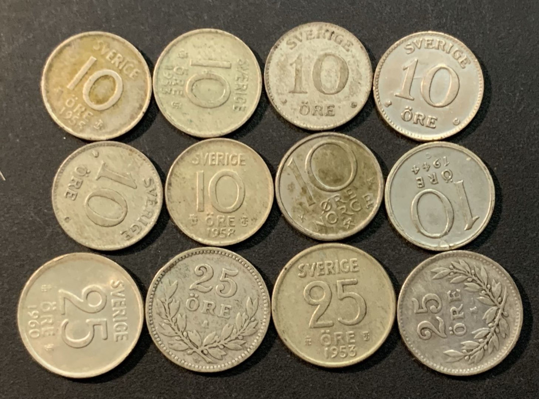 紫瑗钱币—微拍第56期  瑞典 早期 小银币 12枚一组 共20.8克