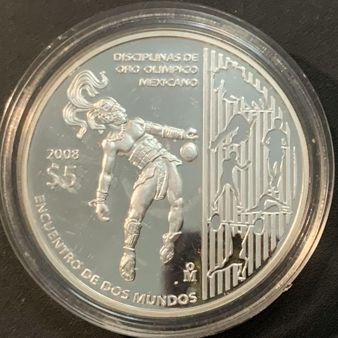 紫瑗钱币—微拍第56期  墨西哥 2008年 北京奥运会 5比索 31.1克 0.925银 精制