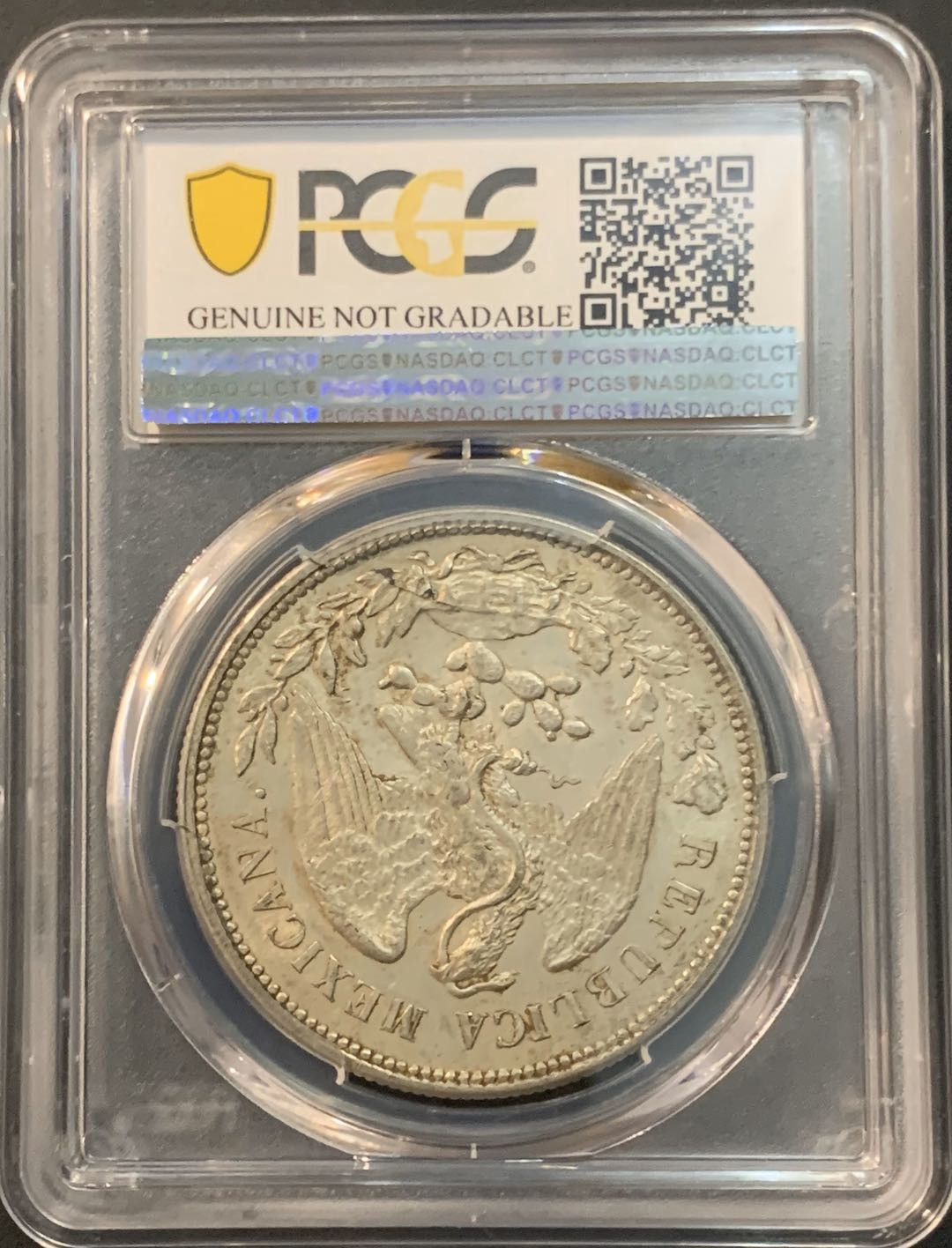 紫瑗钱币—微拍第56期  墨西哥 1908年 MO AM 1比索 直边鹰洋 PCGS UNC Detail