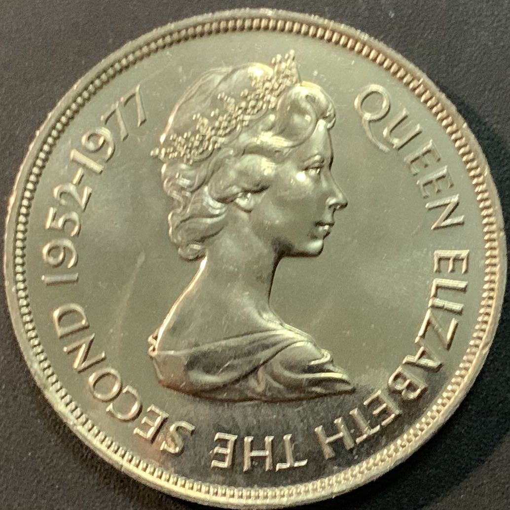 紫瑗钱币—微拍第56期  福克兰群岛 1977年 50便士 克朗型 镍币