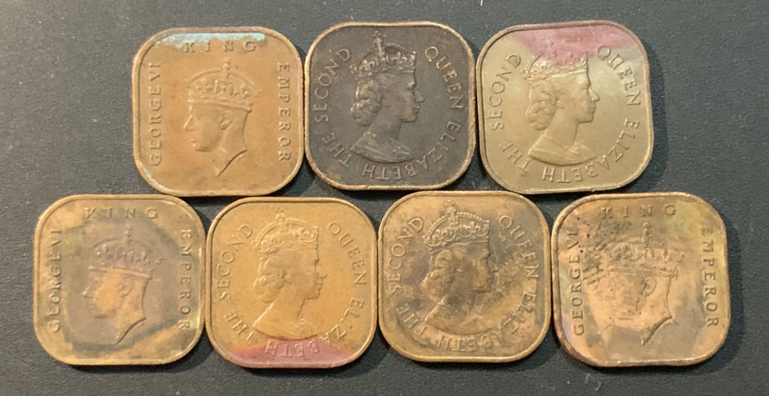 紫瑗钱币—微拍第56期  马来亚 早期 方形 1分 7枚一组