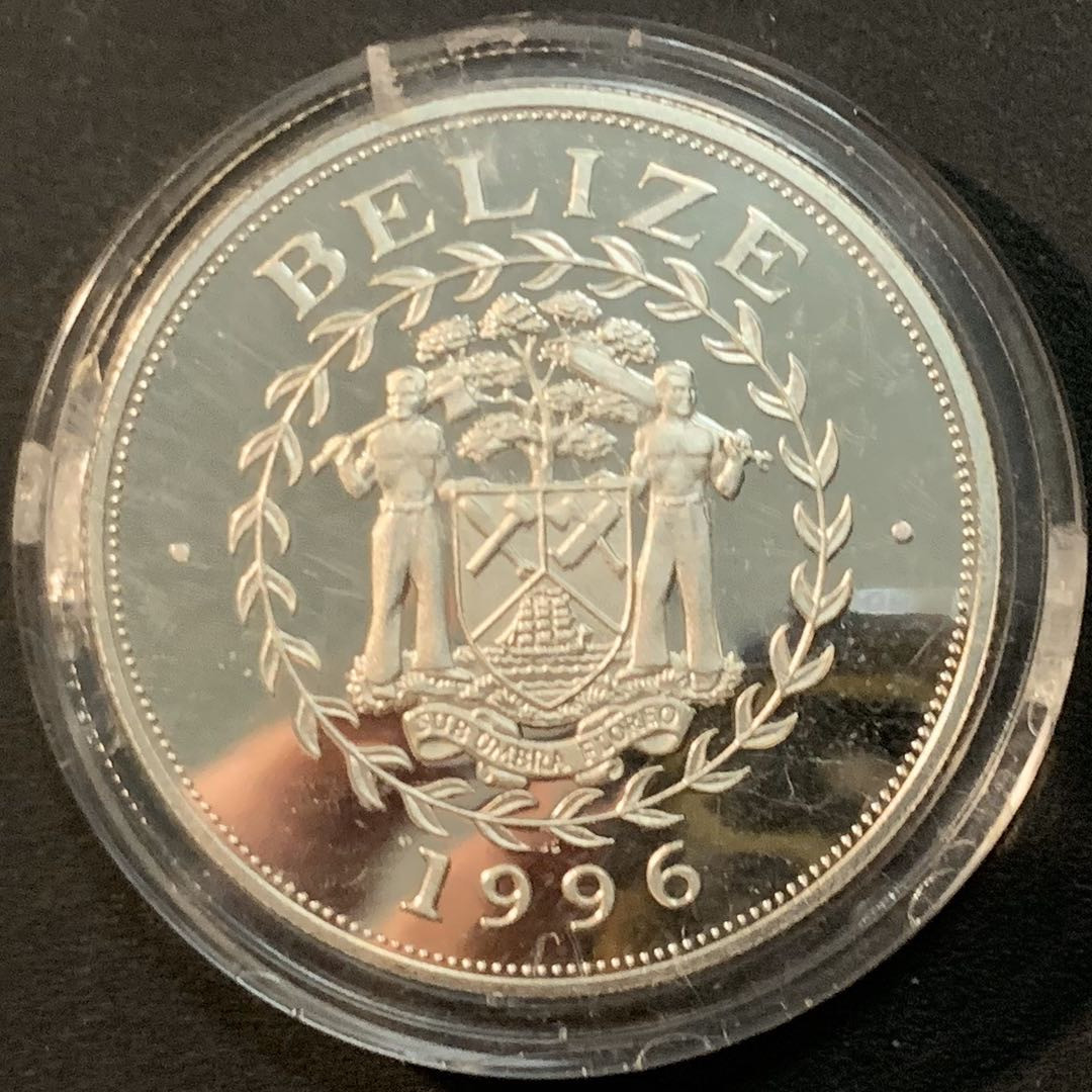 紫瑗钱币—微拍第56期  伯利兹 1996年 亚特兰大奥运会 棒球  10元 28.28克 0.925银 精制