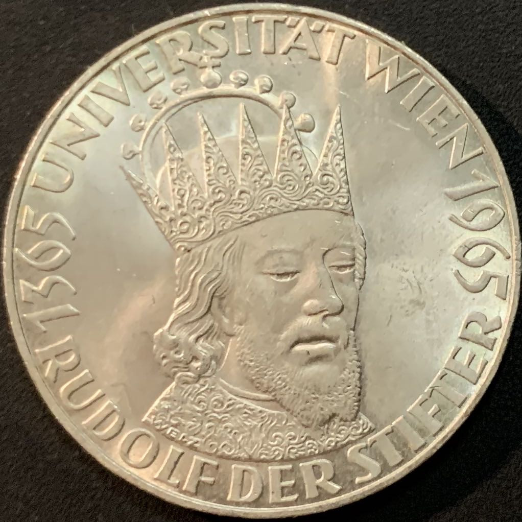紫瑗钱币—微拍第57期  奥地利 1965年 维也纳大学600周年 50先令 20克  0.9银