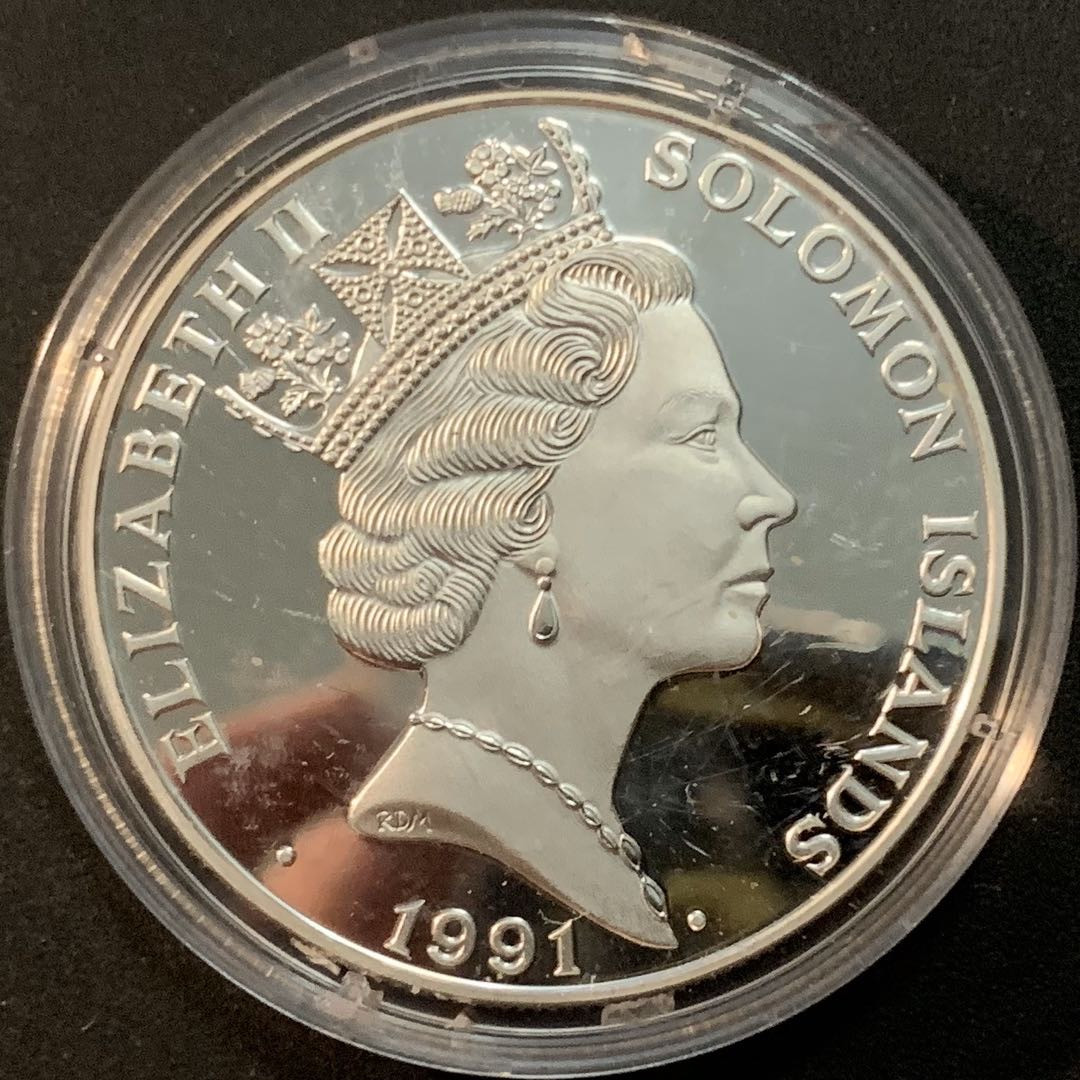 紫瑗钱币—微拍第57期  所罗门群岛 1991年 92巴塞罗那奥运会 长跑 10元 31.47克 0.925银 精制