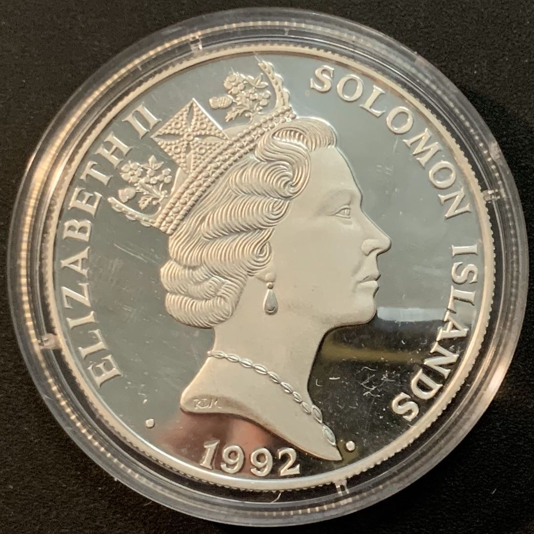 紫瑗钱币—微拍第57期  所罗门群岛 1992年 巴塞罗那奥运会 拳击 10元 31.47克 0.925银 精制