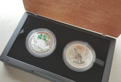 【随心&Getcoins】现代钱币拍卖第五十期 澳洲波兰2013年袋鼠彩色银币两枚  两国联合发行