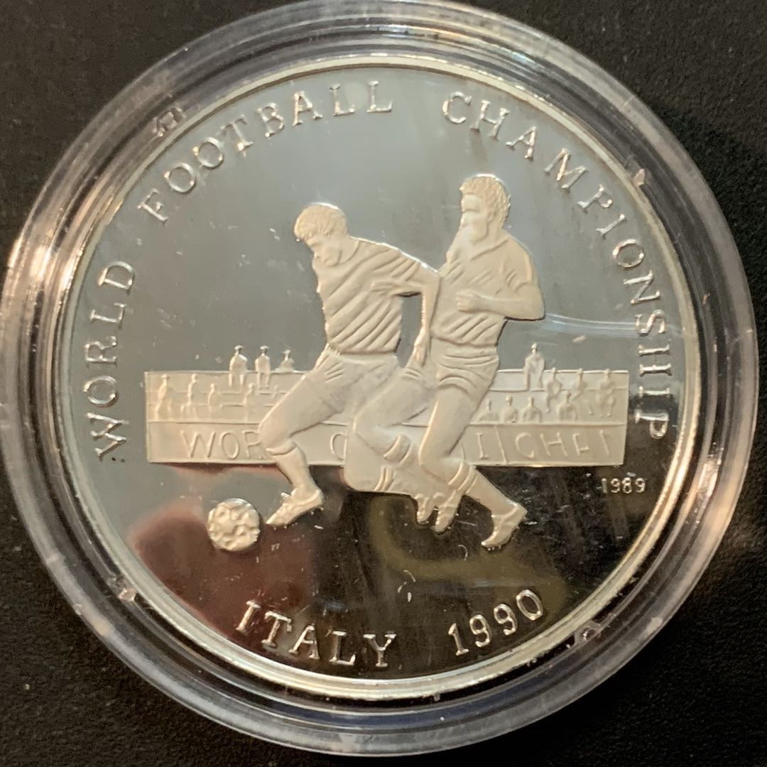 紫瑗钱币—微拍第57期  阿富汗 1989年 意大利世界杯 500阿富汗尼 16克 0.999银 精制