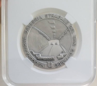 【随心&Getcoins】现代钱币拍卖第五十期 瑞士1980年圣哥达公路隧道镂空仿古大银章