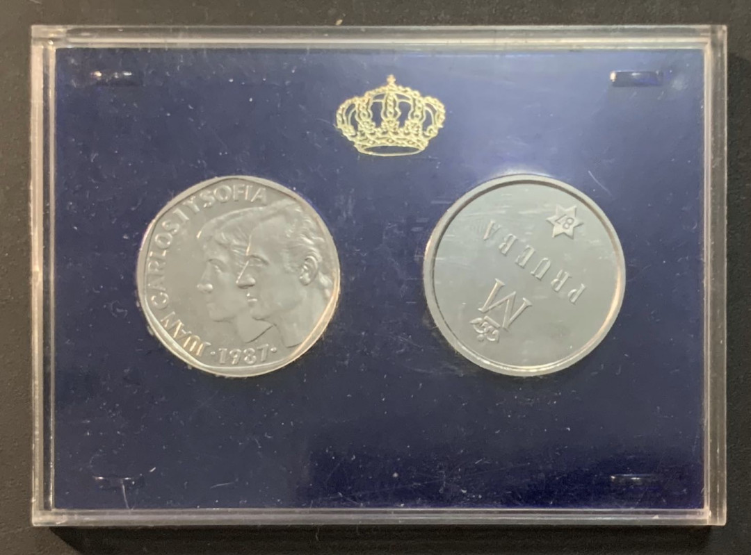 紫瑗钱币—微拍第57期  西班牙 1987年 500比塞塔 样币 2枚一套 原厂盒