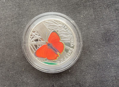【随心&Getcoins】现代钱币拍卖第五十期 【纽埃】2010年纽埃彩色红蝴蝶银币