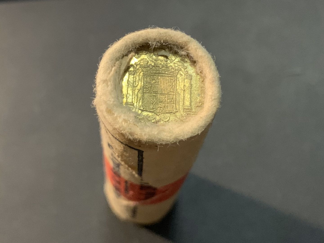 紫瑗钱币—微拍第57期  西班牙 1975年 胡安 卡洛斯 1比塞塔 黄铜 50枚整卷