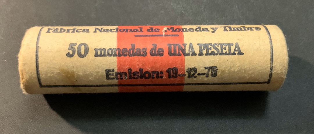 紫瑗钱币—微拍第57期  西班牙 1975年 胡安 卡洛斯 1比塞塔 黄铜 50枚整卷