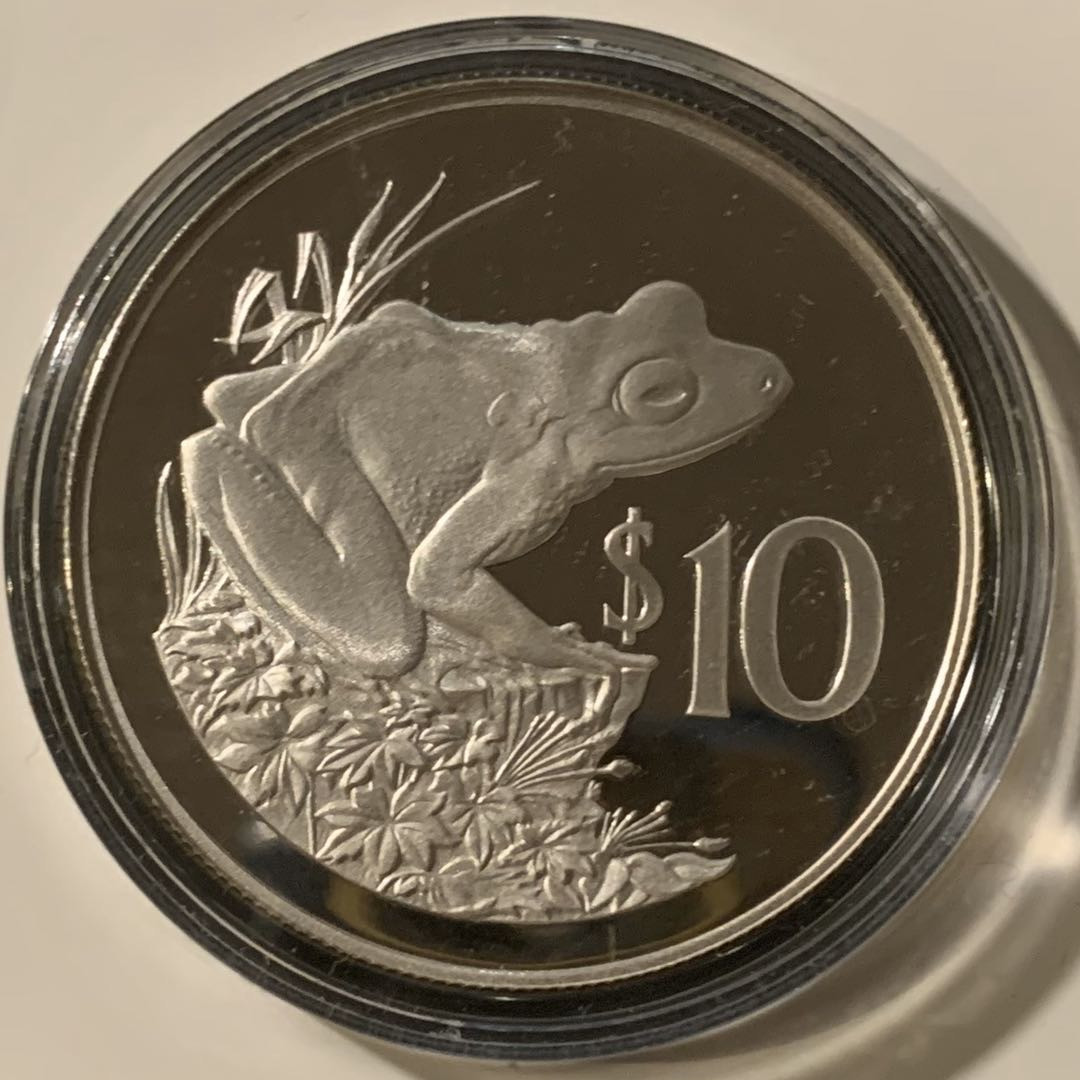 紫瑗钱币—微拍第57期  斐济 1986年 WWF世界濒危野生动物 绿娃 10元 27克 0.925银 精制 WWF原装卡
