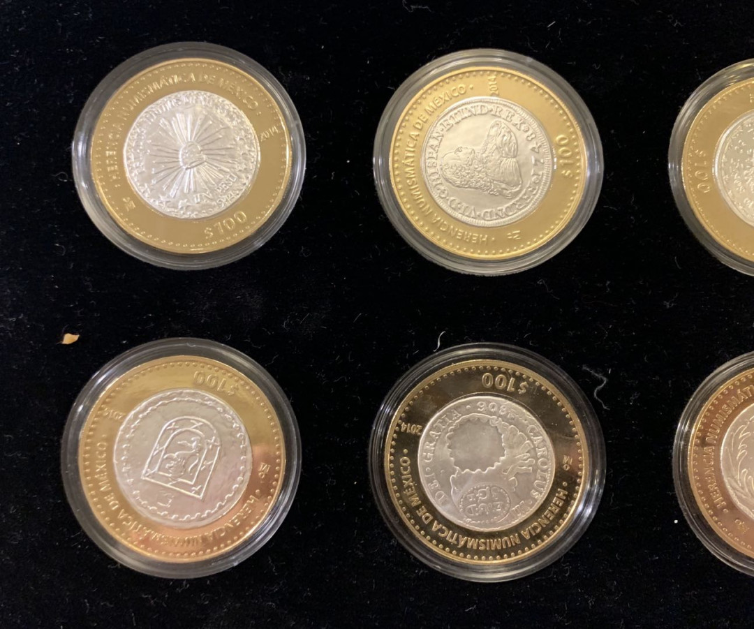 紫瑗钱币—微拍第59期  墨西哥 2014年 墨西哥文化遗产系列 第4组 共6枚  双色银币 证书原盒 非常少见