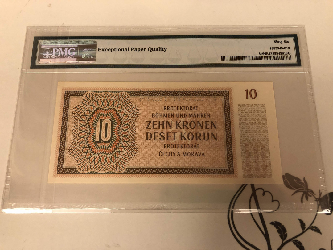 【收藏联盟】第137期拍卖——琳琅满目（共50拍） 【样钞】波西米亚 1942年 10克朗 PMG66EPQ  小女孩