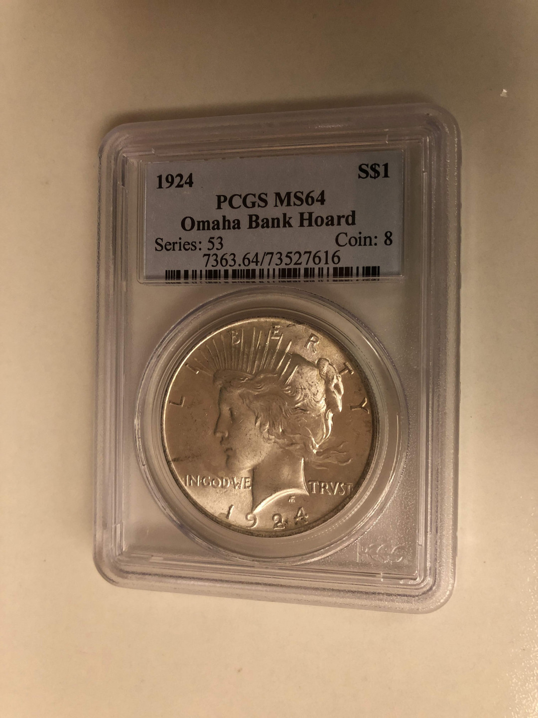 【收藏联盟】第137期拍卖——琳琅满目（共50拍） 美国 1924年 银币 1元 PCGS MS64 精美