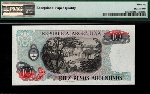 【收藏联盟】第137期拍卖——琳琅满目（共50拍） 阿根廷 1983-84年 10比索 A冠 PMG66EPQ  p313a