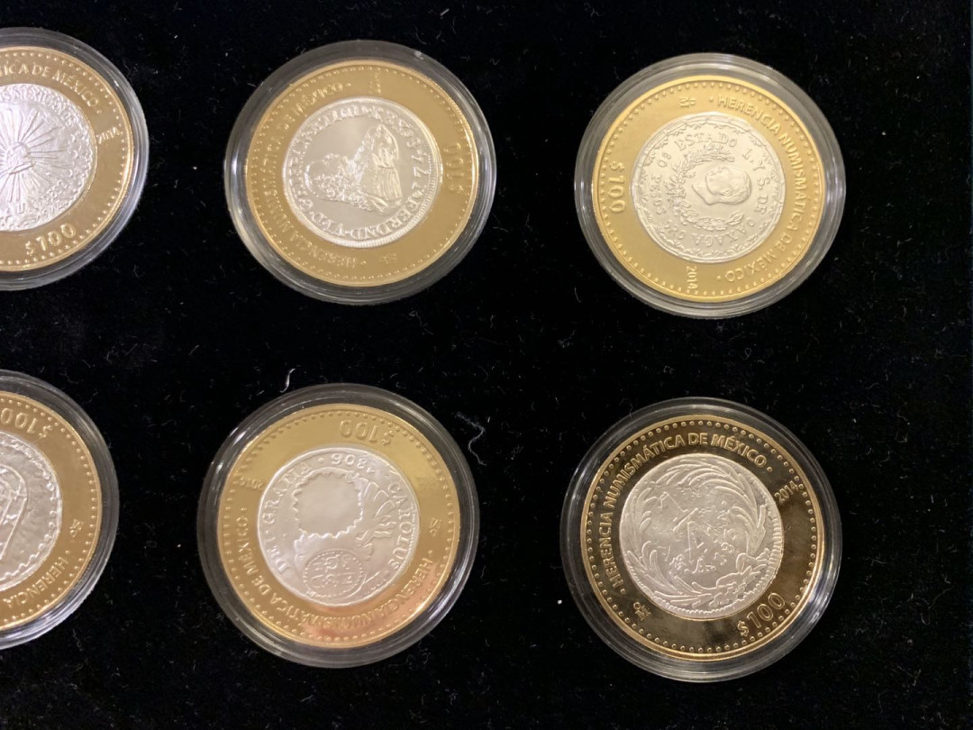 紫瑗钱币—微拍第59期  墨西哥 2014年 墨西哥文化遗产系列 第4组 共6枚  双色银币 证书原盒 非常少见