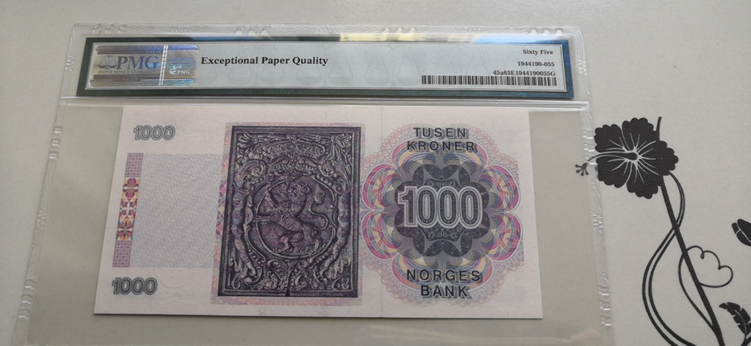 【收藏联盟】第137期拍卖——琳琅满目（共50拍） 挪威 1989-90年 1000克朗 PMG65EPQ  p45a