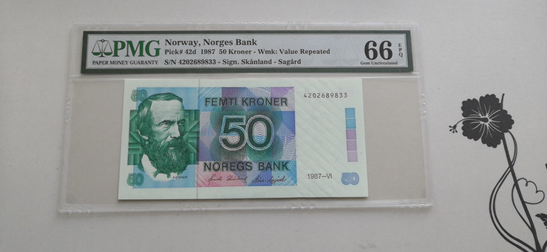 【收藏联盟】第137期拍卖——琳琅满目（共50拍） 挪威 1987年 50克朗 PMG66EPQ 