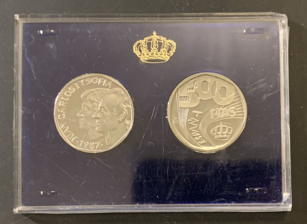 紫瑗钱币—微拍第59期  西班牙 1987年 500比塞塔 样币 2枚一套 原厂盒