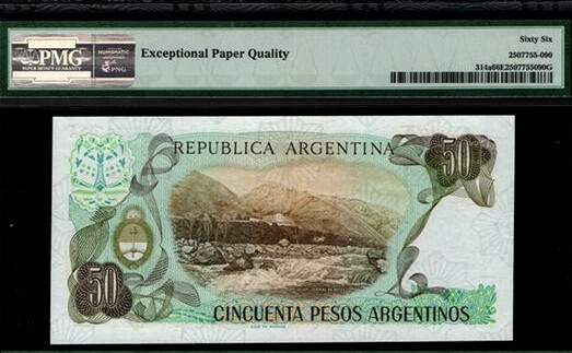 【收藏联盟】第137期拍卖——琳琅满目（共50拍） 阿根廷 1983-85年 50比索 A冠 PMG66EPQ  p314a
