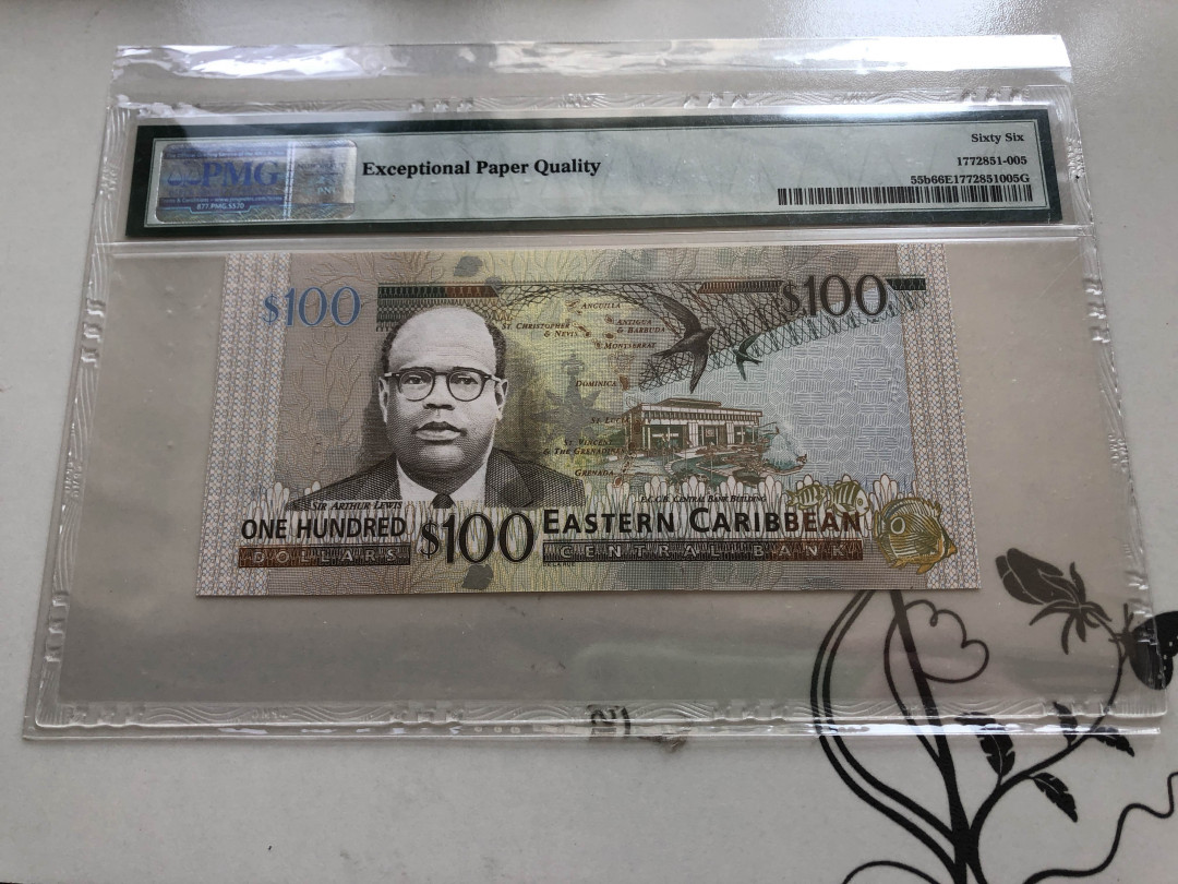 【收藏联盟】第138期拍卖——工业的齿轮（共50拍） 【111豹子号】东加勒比 2015年100元 PMG66EPQ 