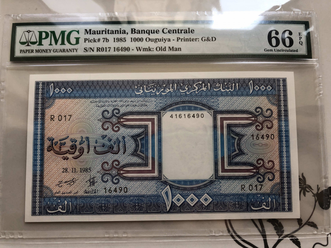【收藏联盟】第138期拍卖——工业的齿轮（共50拍） 毛里塔尼塔 1985年 1000 乌吉亚 PMG66EPQ