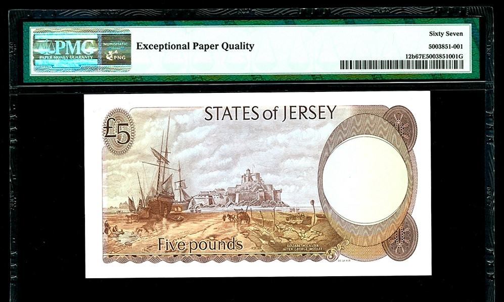 【收藏联盟】第138期拍卖——工业的齿轮（共50拍） 泽西 1976-88年 5镑 PMG67EPQ 高分 高冠女王 非常漂亮 