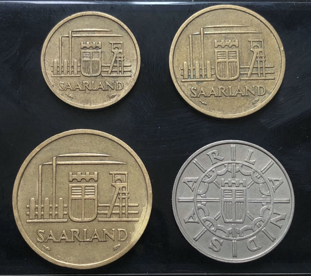 【随心拍&GetCoins】现代钱币拍卖第五十一期 著名德国萨尔区专用币一套四枚好品！