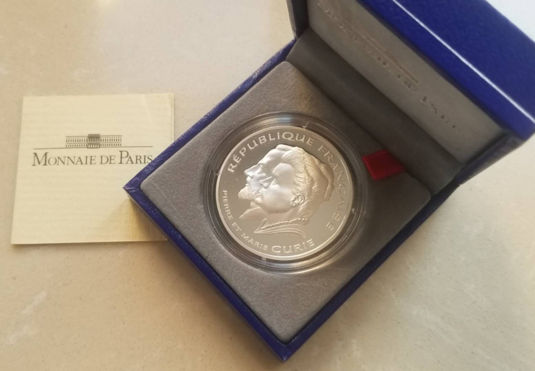 【随心拍&GetCoins】现代钱币拍卖第五十一期 法国1997年居里夫妇纪念银币 22克精制银币