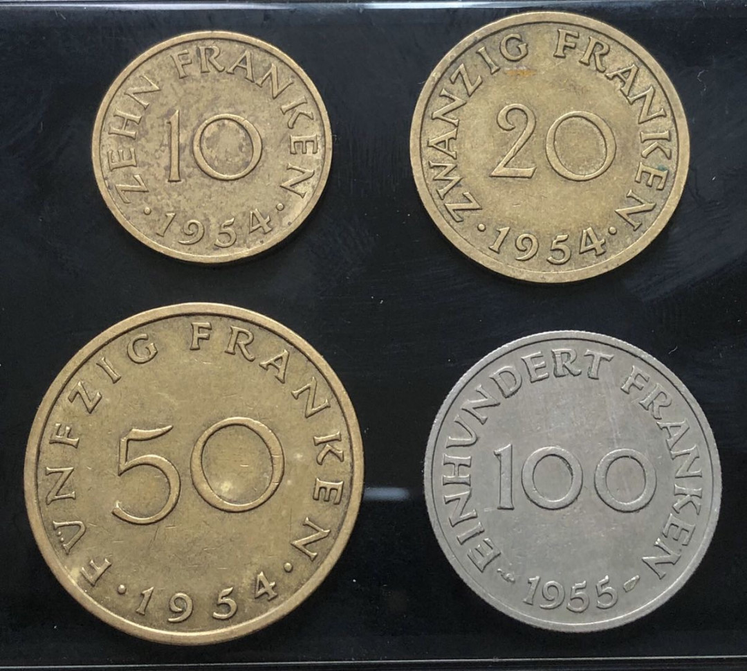 【随心拍&GetCoins】现代钱币拍卖第五十一期 著名德国萨尔区专用币一套四枚好品！