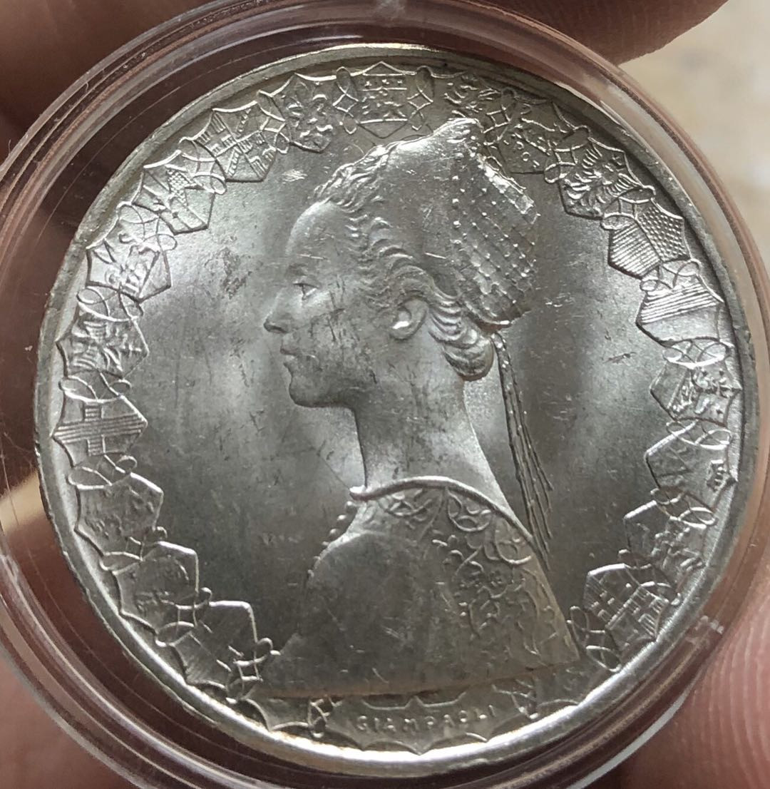 【随心拍&GetCoins】现代钱币拍卖第五十一期 意大利1960年500里拉BU级女神银币