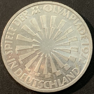 紫瑗钱币—微拍第61期  - 德国 1972年  F厂 慕尼黑奥运会 会徽 10马克 15.5克 0.625银