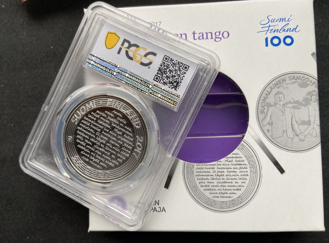 【币观天下】107期钱币拍卖 【芬兰】芬兰2017探戈银币【pcgs69】